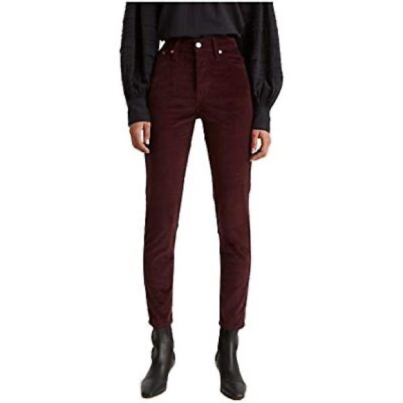 Levi’s wedgie skinny jeans,faux velvet, burgundy high rise button fly size 25 - Picture 3 of 8